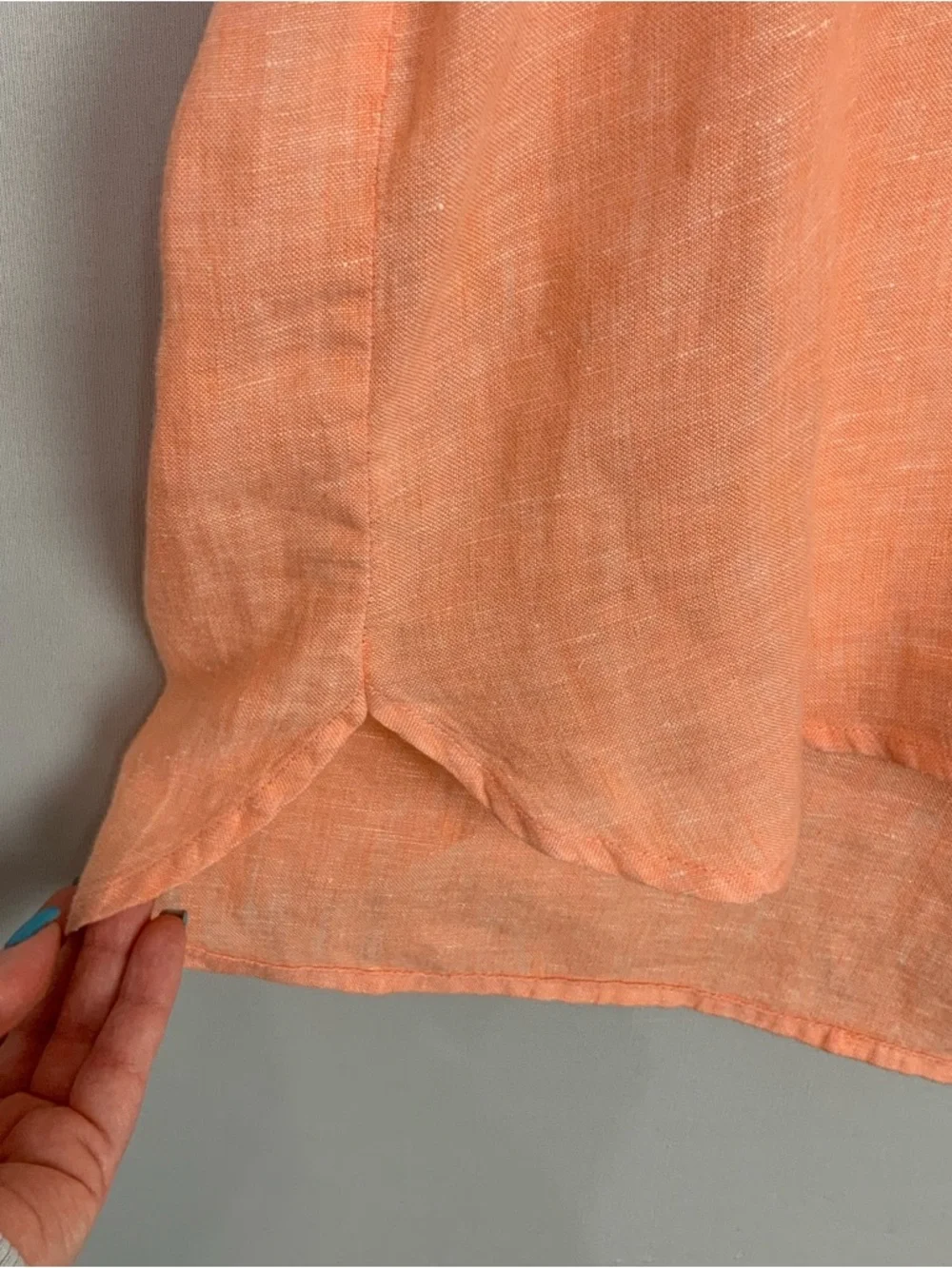 J. Crew Baird McNutt Irish Linen Sz 6 Peach Orange‎ Button Popover Shirt Top